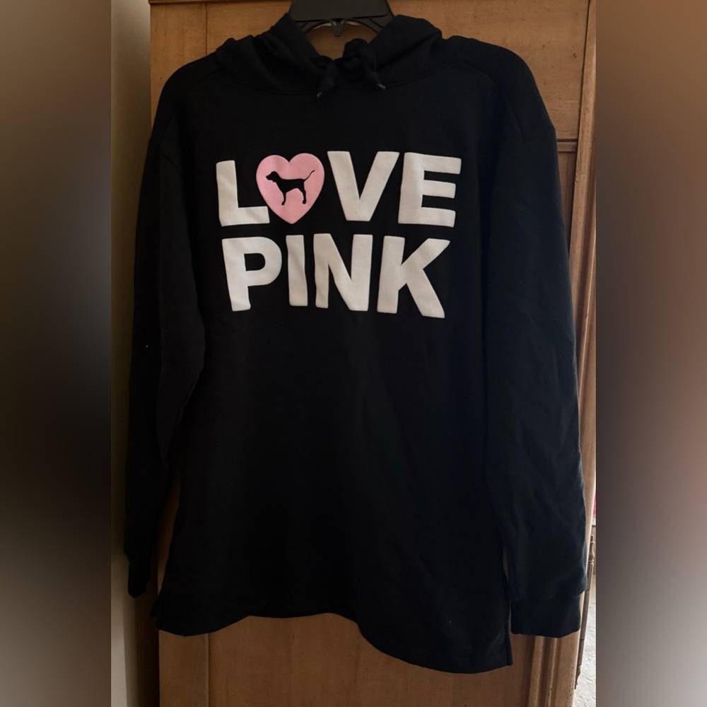 PINK Victoria's Secret Black Tunic Style Hoodie - Ladies Small